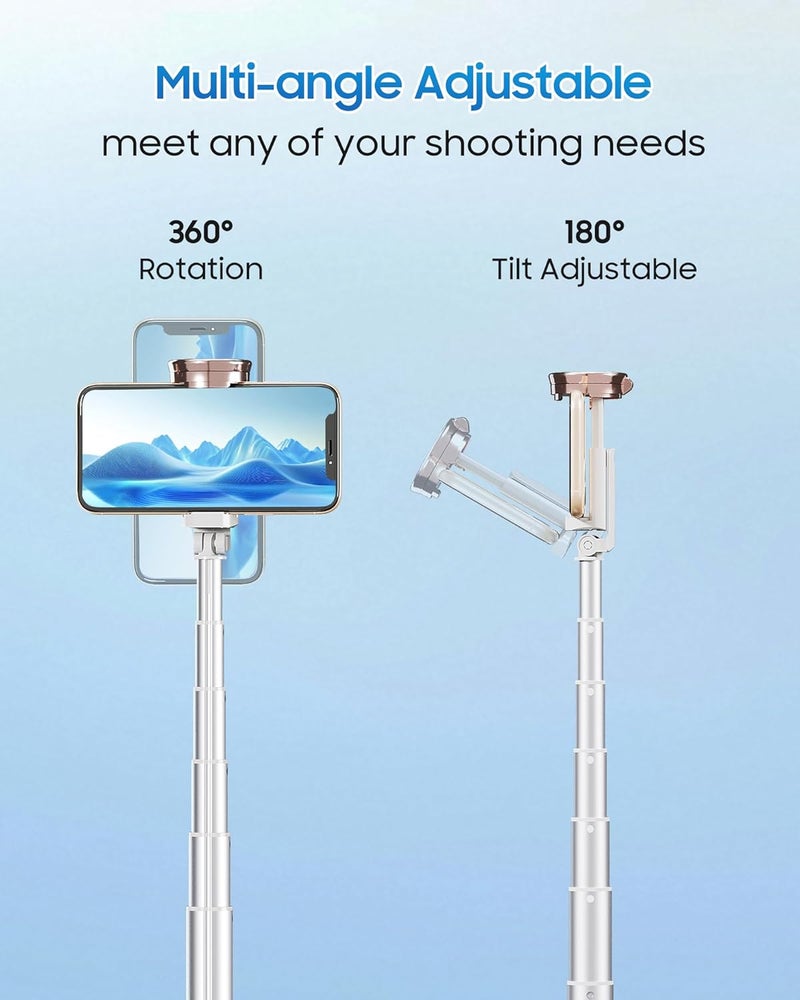 Aklima 67" Selfie Stick Tripod, All in One Phone Tripod with Wireless Remote, Extendable Compact Tripods Portable Travel Stand for iPhone Android Selfie/Video Recording/Live Stream/Vlog - Image 5